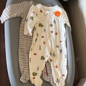 Carter's Cream and Multicolor Tree Print Footie